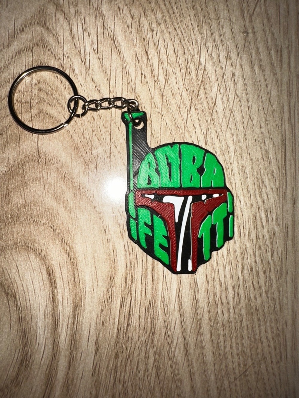 Galactic Bounty Hunter Helmet Keychain – 3D Printed Space Mercenary Key Ring